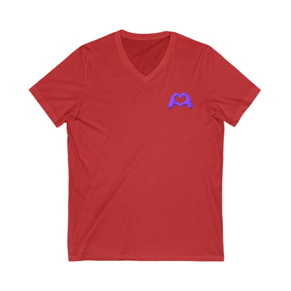 Purple Hand Heart Unisex Jersey Short Sleeve V-Neck Tee