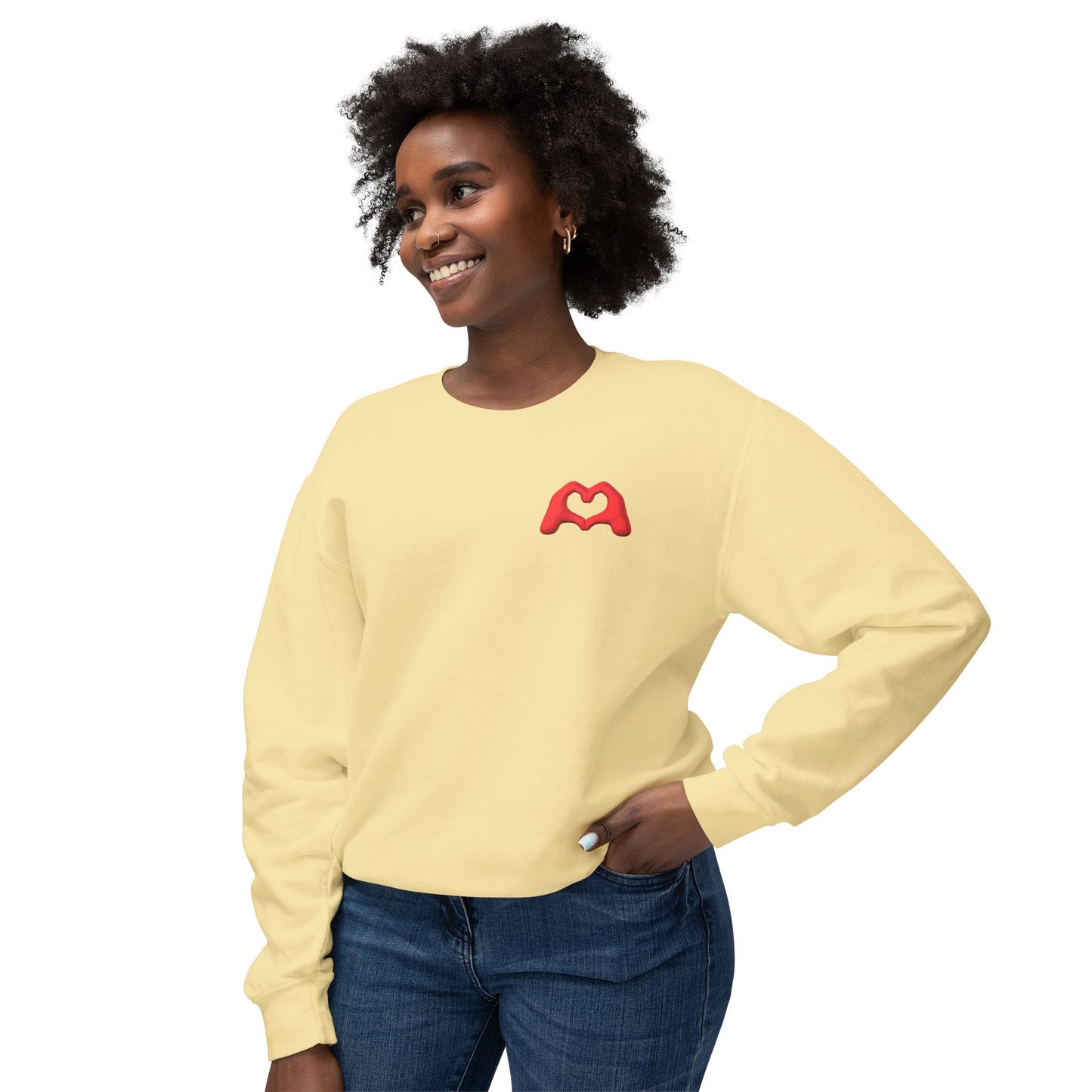 Red Hand Heart Unisex Crewneck Sweatshirt