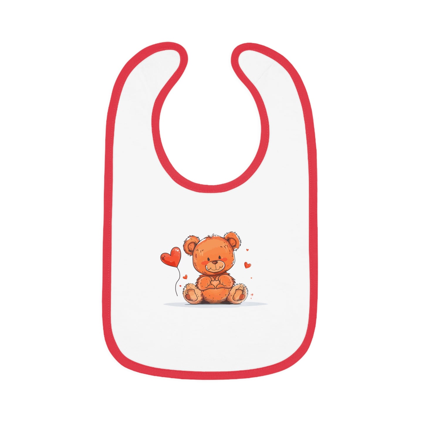 Beary Hand Heart Contrast Trim Jersey Bib