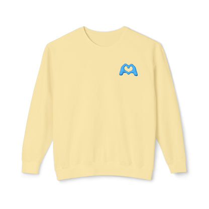 Blue Hand Heart Unisex Crewneck Sweatshirt