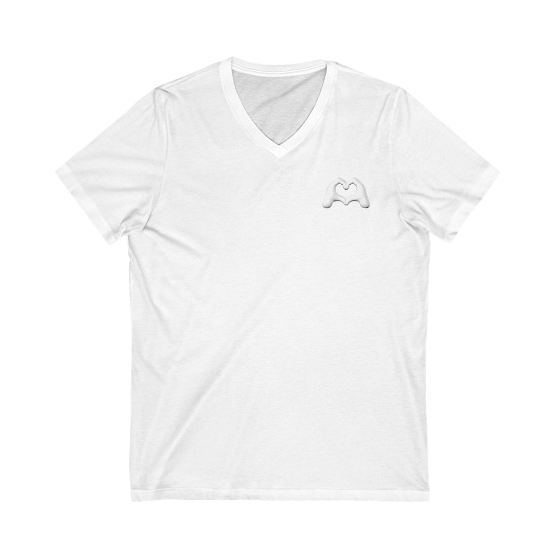 White Hand Heart Unisex Jersey Short Sleeve V-Neck Tee