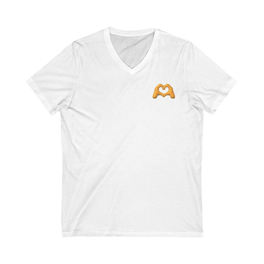 Gold Hand Heart Unisex Jersey Short Sleeve V-Neck Tee