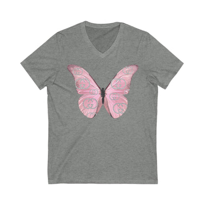 Designer Pink Butterfly I V-Neck Tee