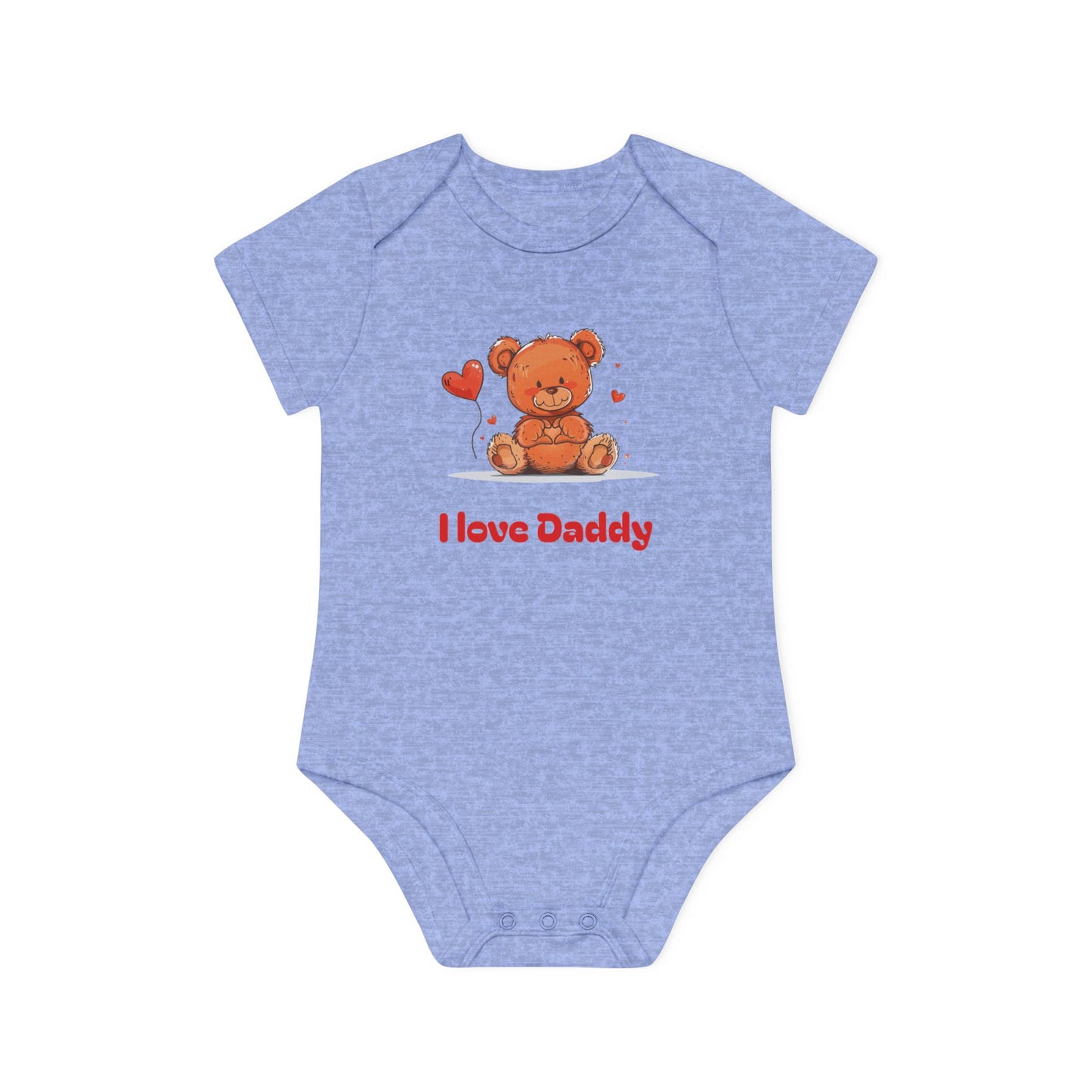 Beary Hand Heart I LOVE DADDY Baby Organic Onesie