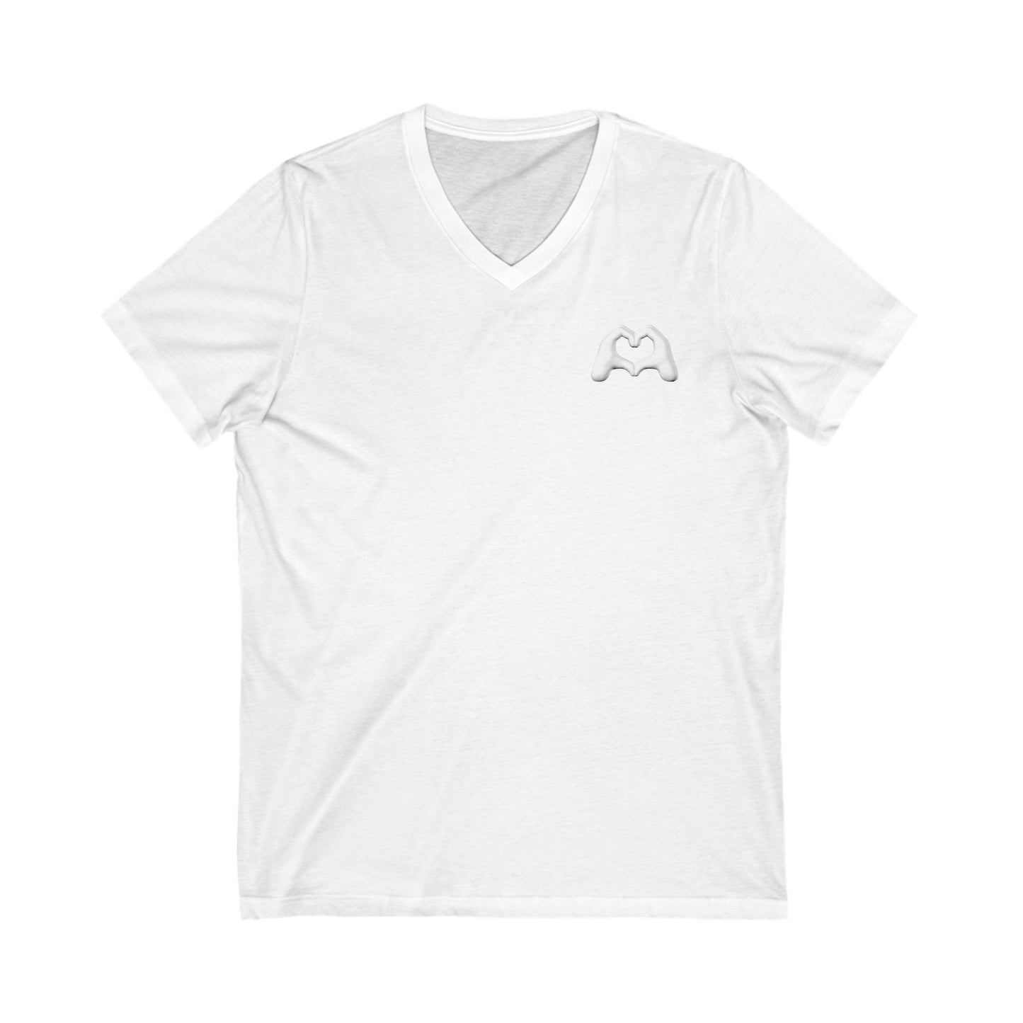 White Hand Heart Unisex Jersey Short Sleeve V-Neck Tee