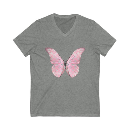 Designer Pink Butterfly II V-Neck Tee