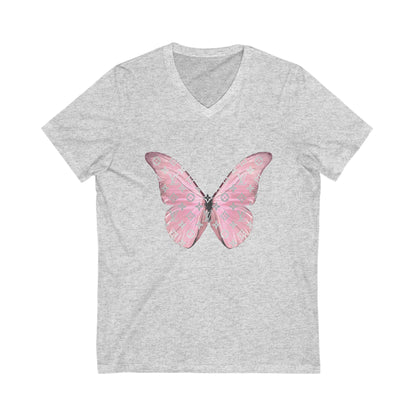 Designer Pink Butterfly II V-Neck Tee