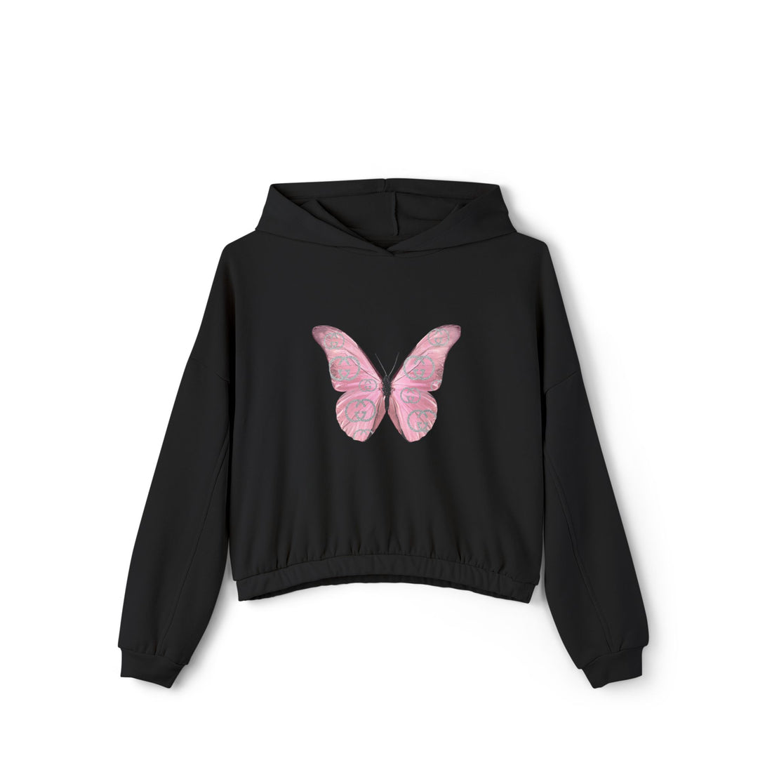 Designer Pink Butterfly I Cinched Hoodie