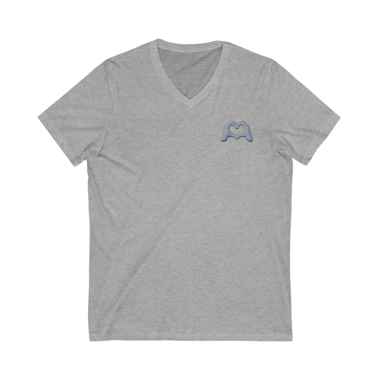 Gray Hand Heart Unisex Jersey Short Sleeve V-Neck Tee