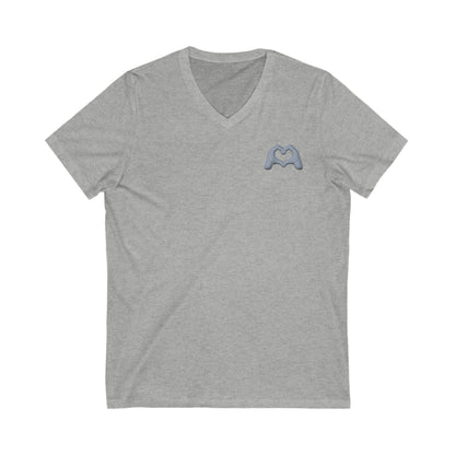 Gray Hand Heart Unisex Jersey Short Sleeve V-Neck Tee