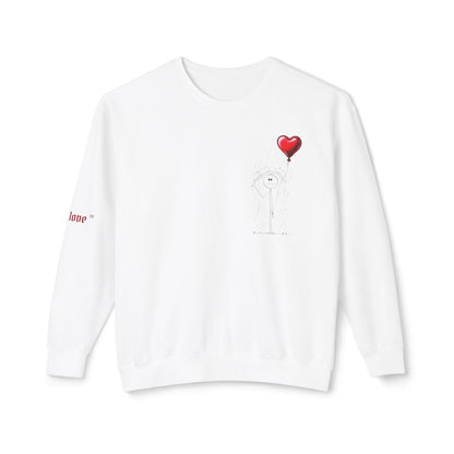 Guy the Stickman in the Rain with Red Balloon Crewneck Sweatshirt