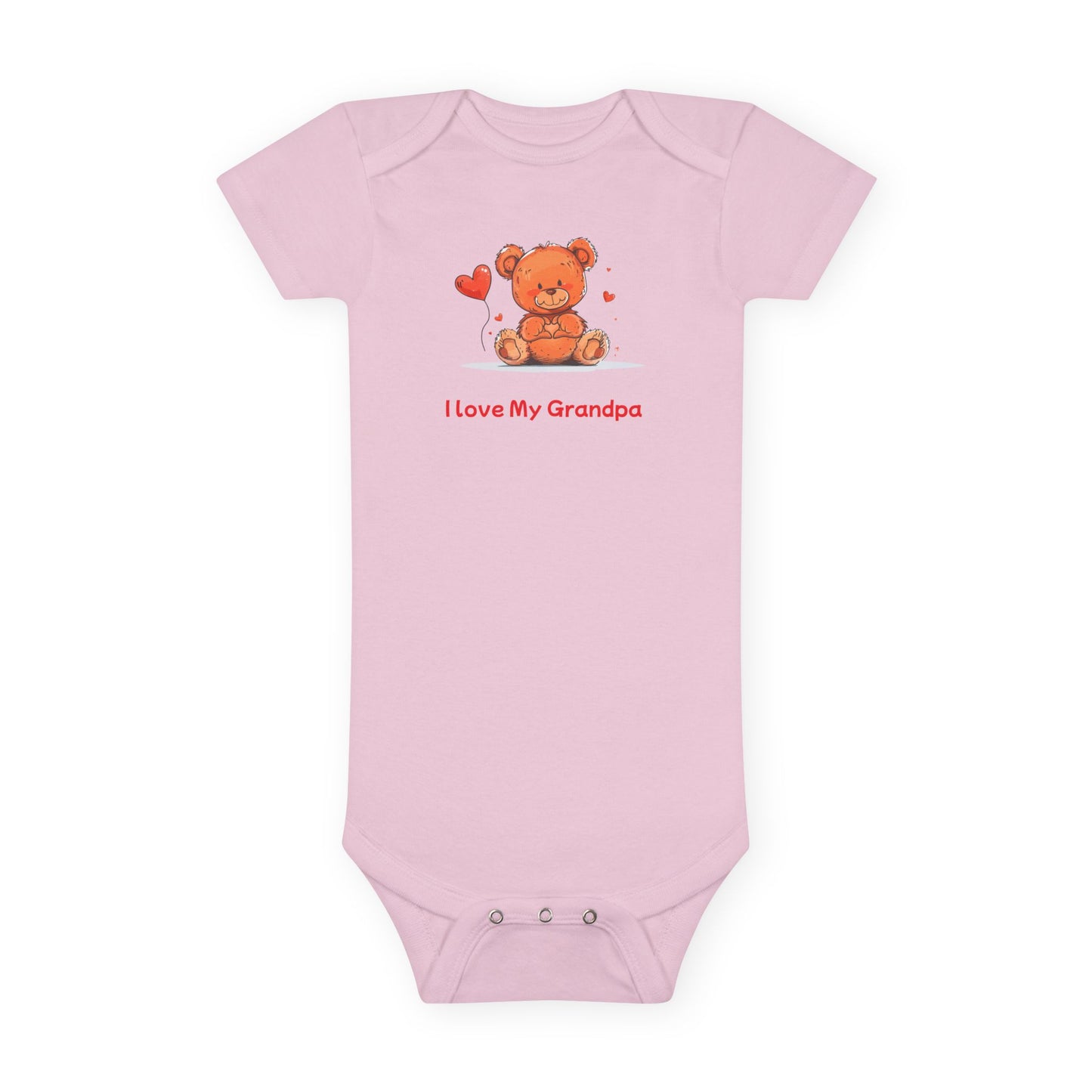 Beary Hand Heart  I LOVE MY GRANDPA Baby Onesie