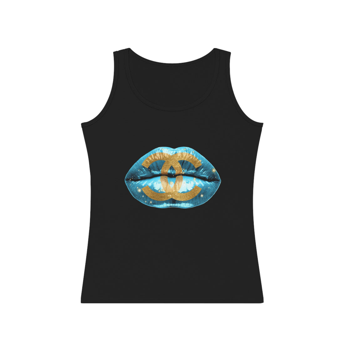 Designer Glam Blue Lips Tank