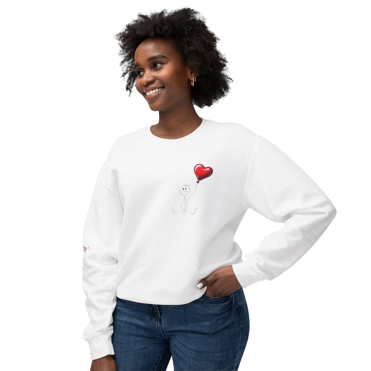 Guy the Stickman on the Ground with Red Balloon Crewneck Sweatshirt