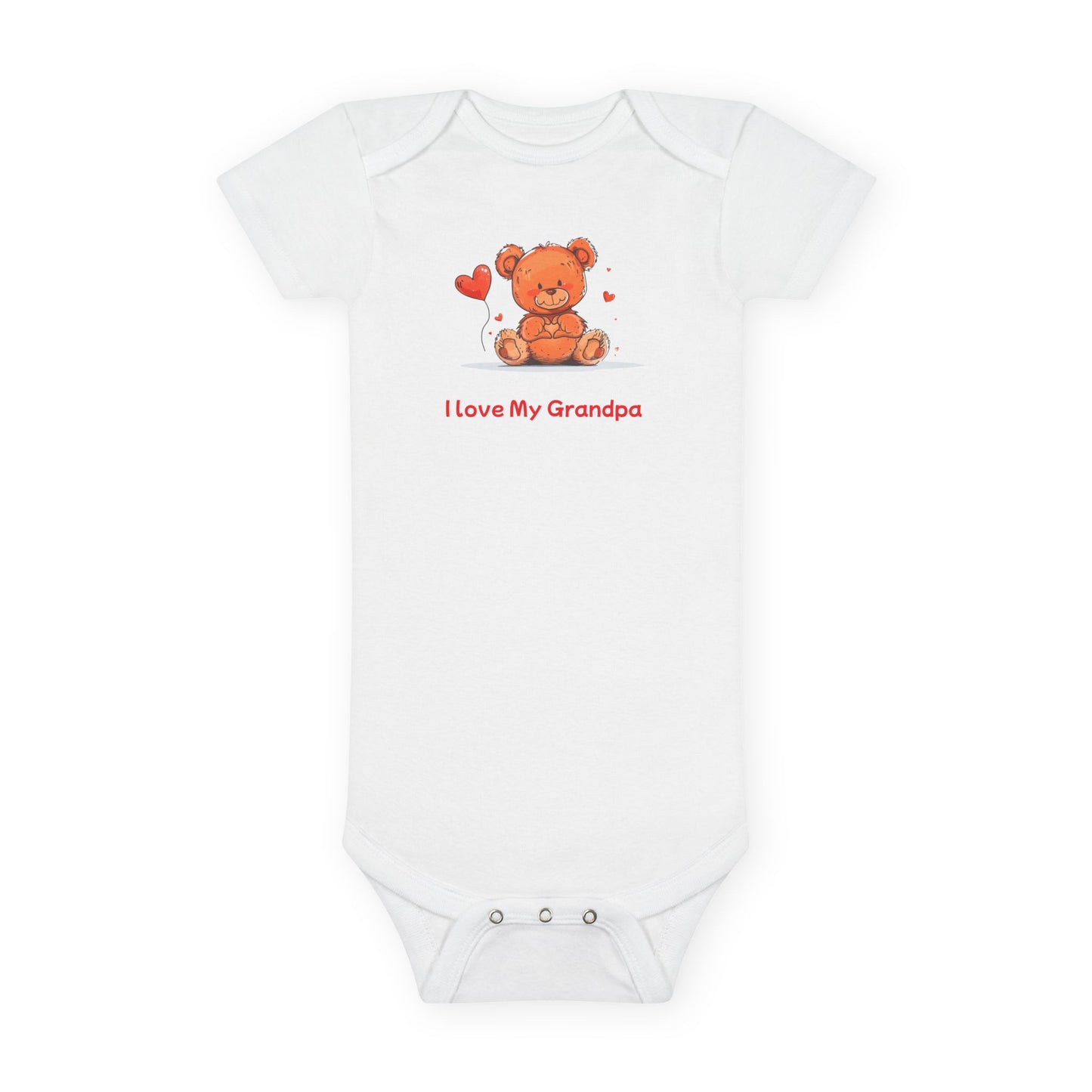 Beary Hand Heart  I LOVE MY GRANDPA Baby Onesie