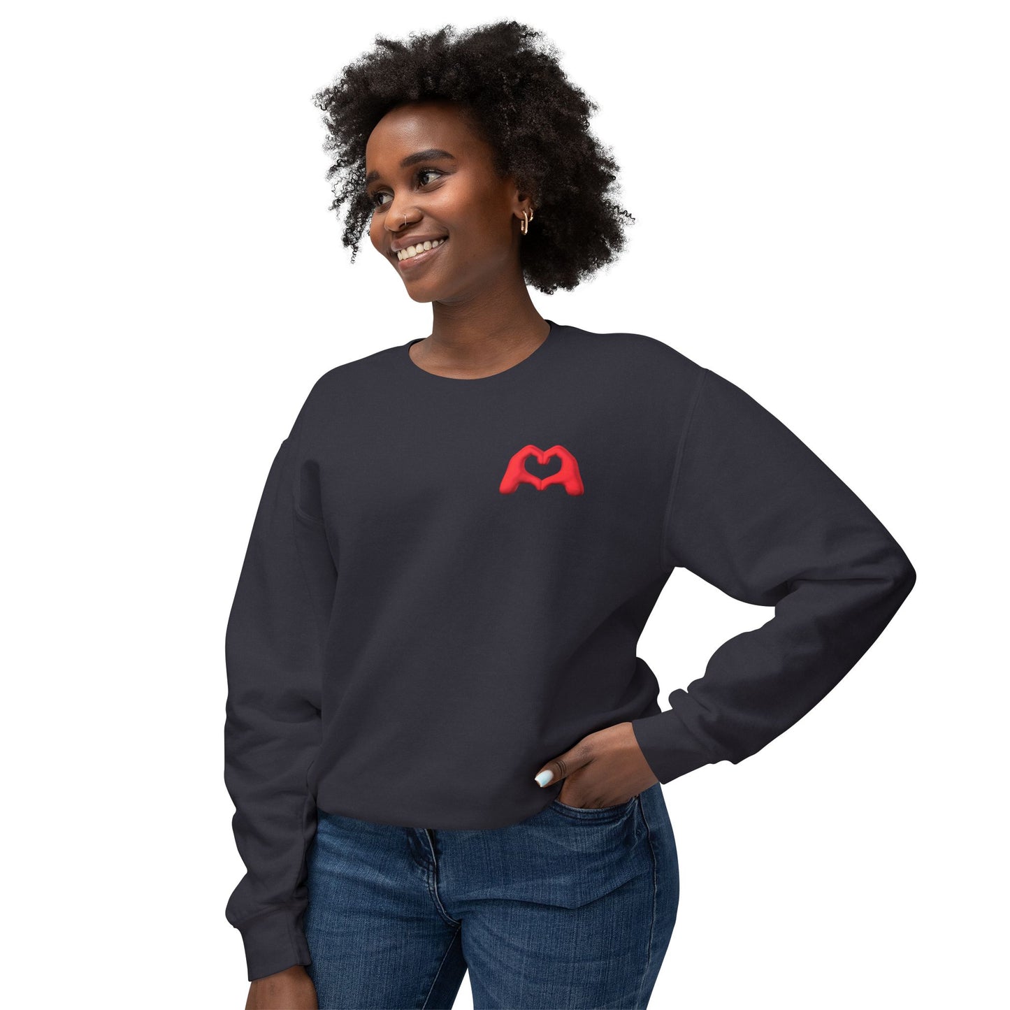 Red Hand Heart Unisex Crewneck Sweatshirt