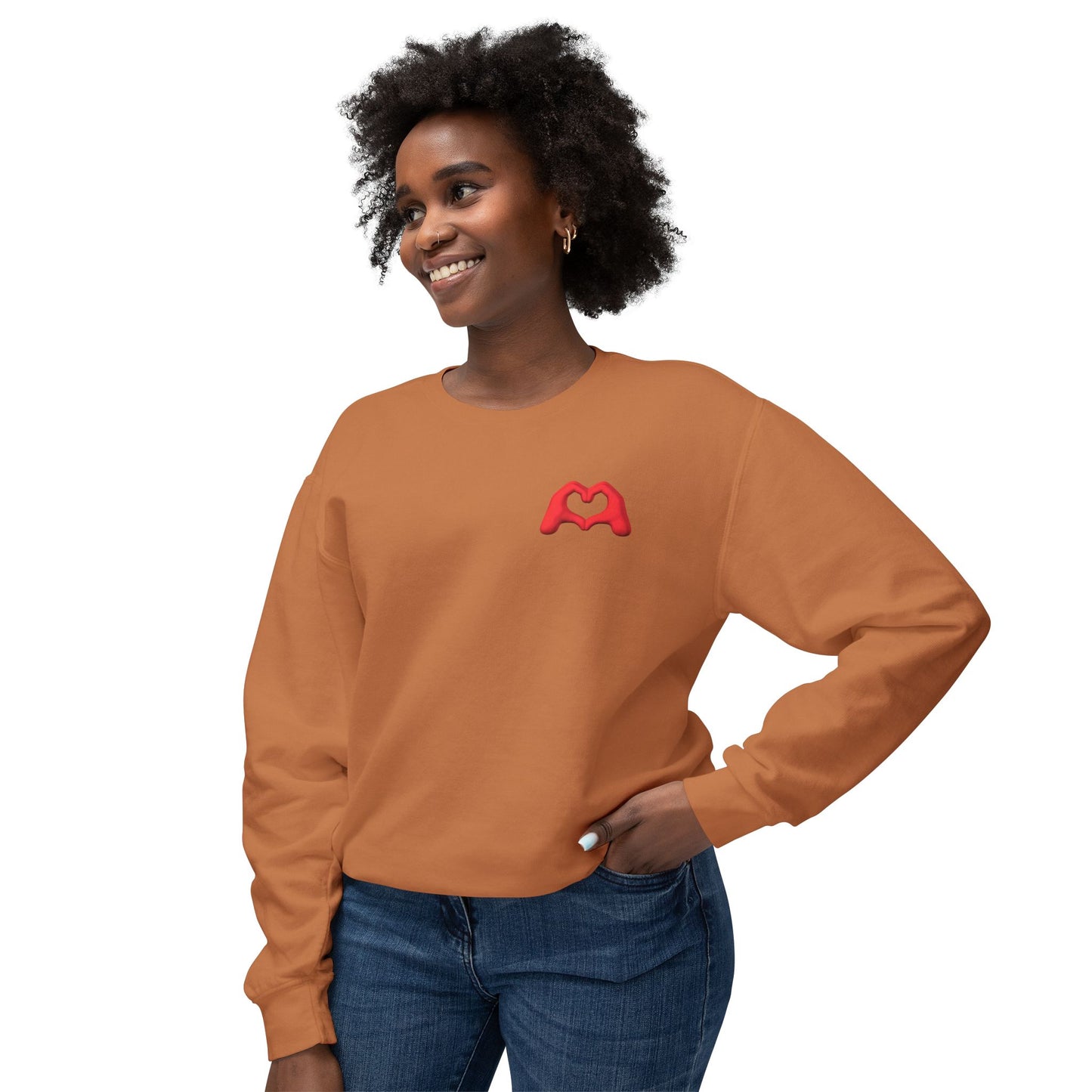 Red Hand Heart Unisex Crewneck Sweatshirt