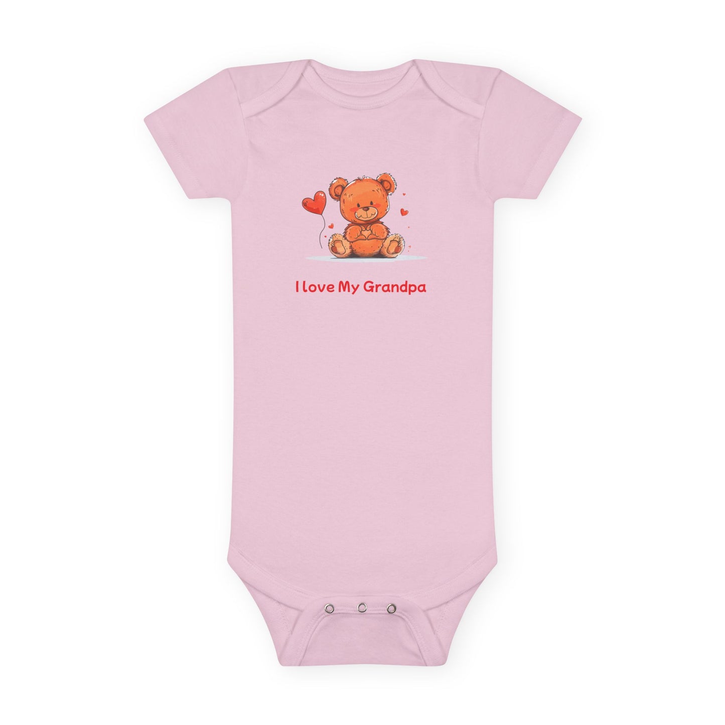 Beary Hand Heart  I LOVE MY GRANDPA Baby Onesie