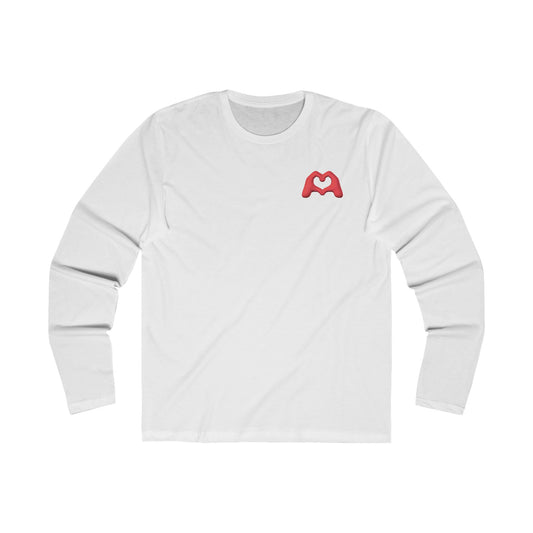 Red Hand Heart Men's Long Sleeve Hand Heart Crew Tee