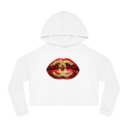 Designer Glam Sexy Red Lips I Cropped Hoodie