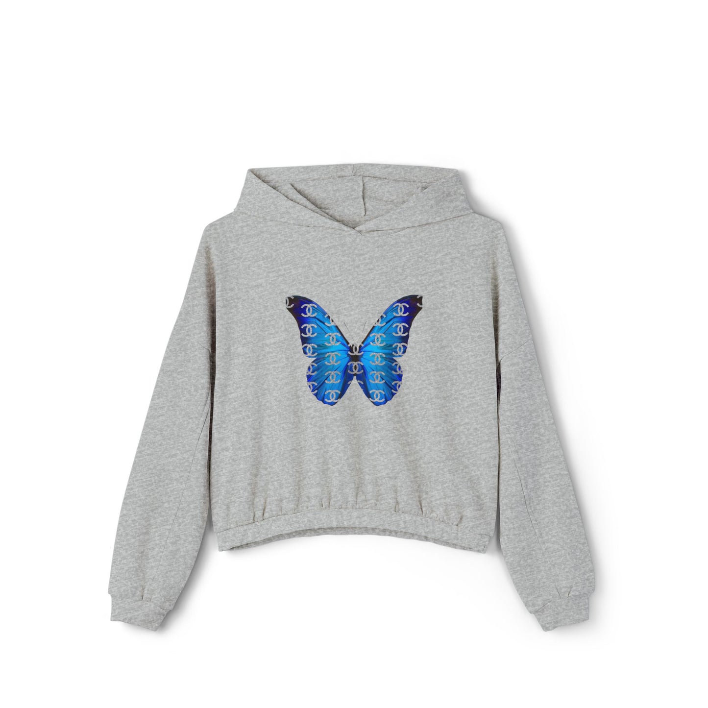 Designer Blue Butterfly Cinched Hoodie