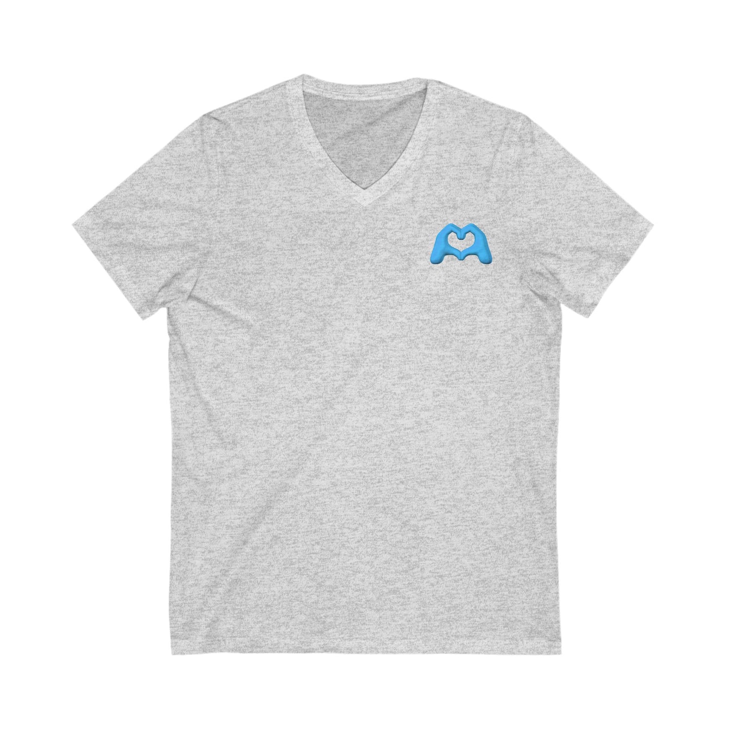 Blue Hand Heart Unisex Jersey Short Sleeve V-Neck Tee