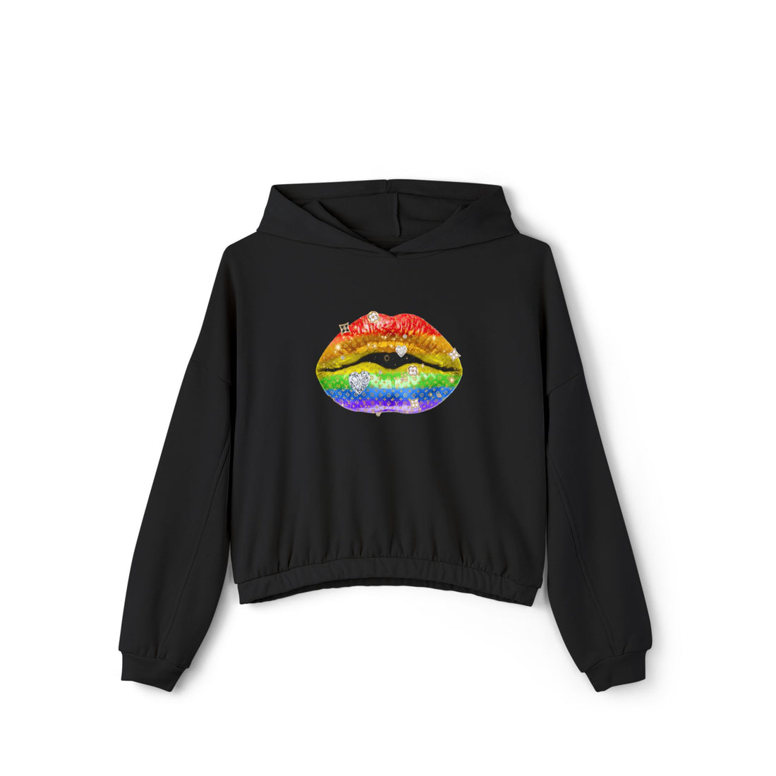 Designer Glam Rainbow Lips Cinched Hoodie