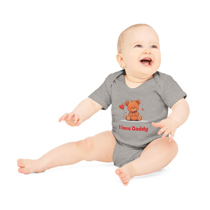 Beary Hand Heart I LOVE DADDY Baby Organic Onesie