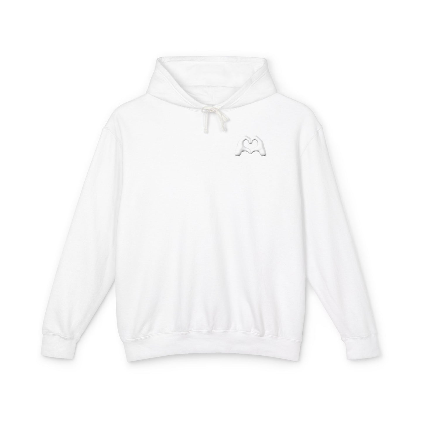 White Hand Heart Unisex Lightweight Hooded Sweatshirt