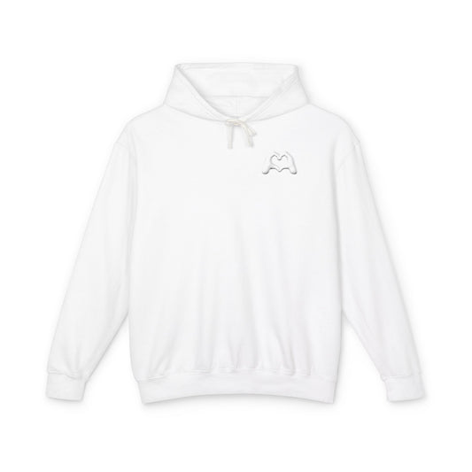 White Hand Heart Unisex Lightweight Hooded Sweatshirt