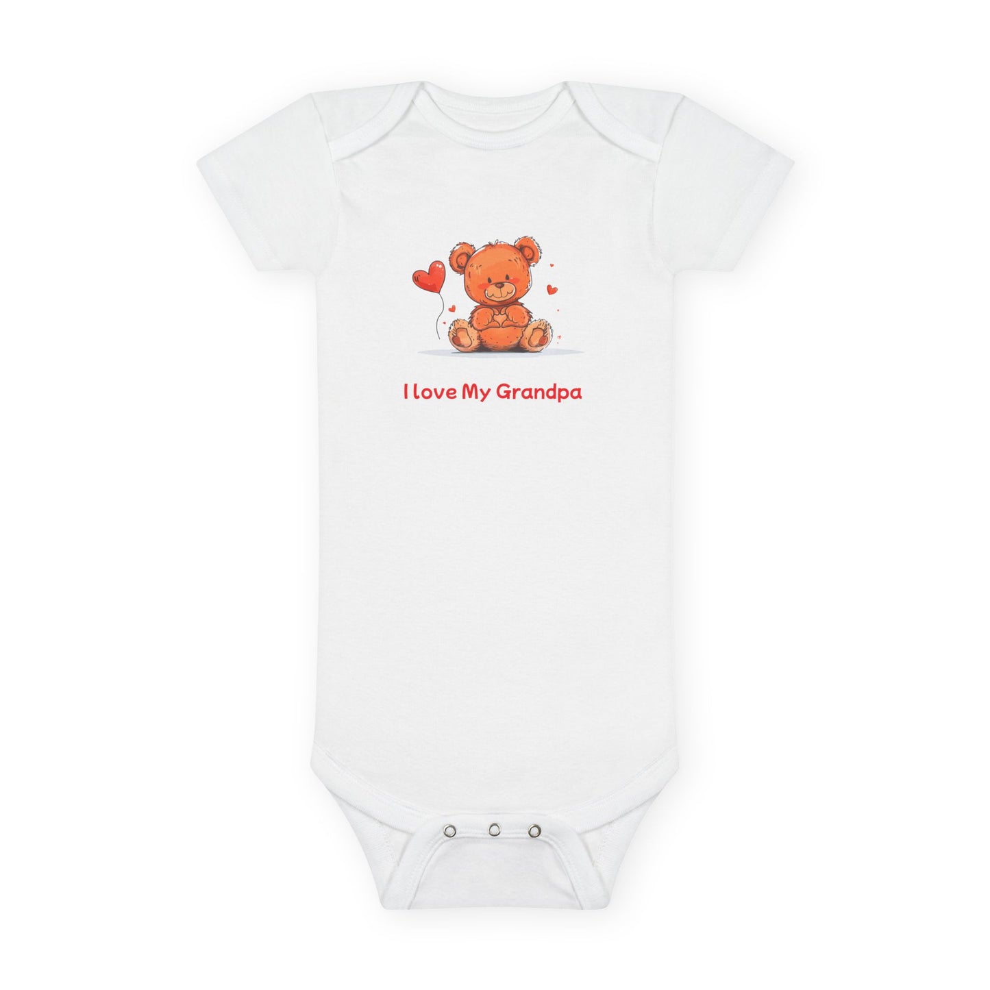 Beary Hand Heart  I LOVE MY GRANDPA Baby Onesie