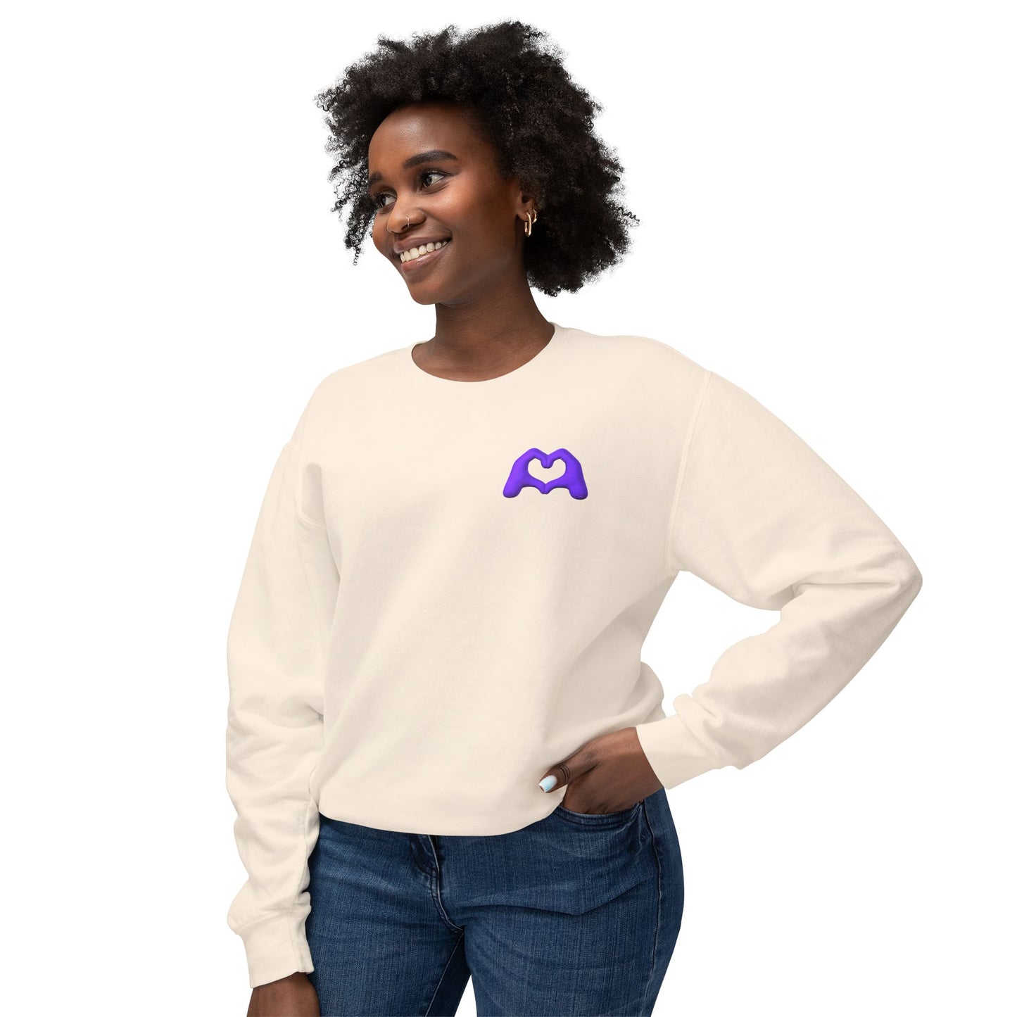 Purple Hand Heart Unisex Crewneck Sweatshirt