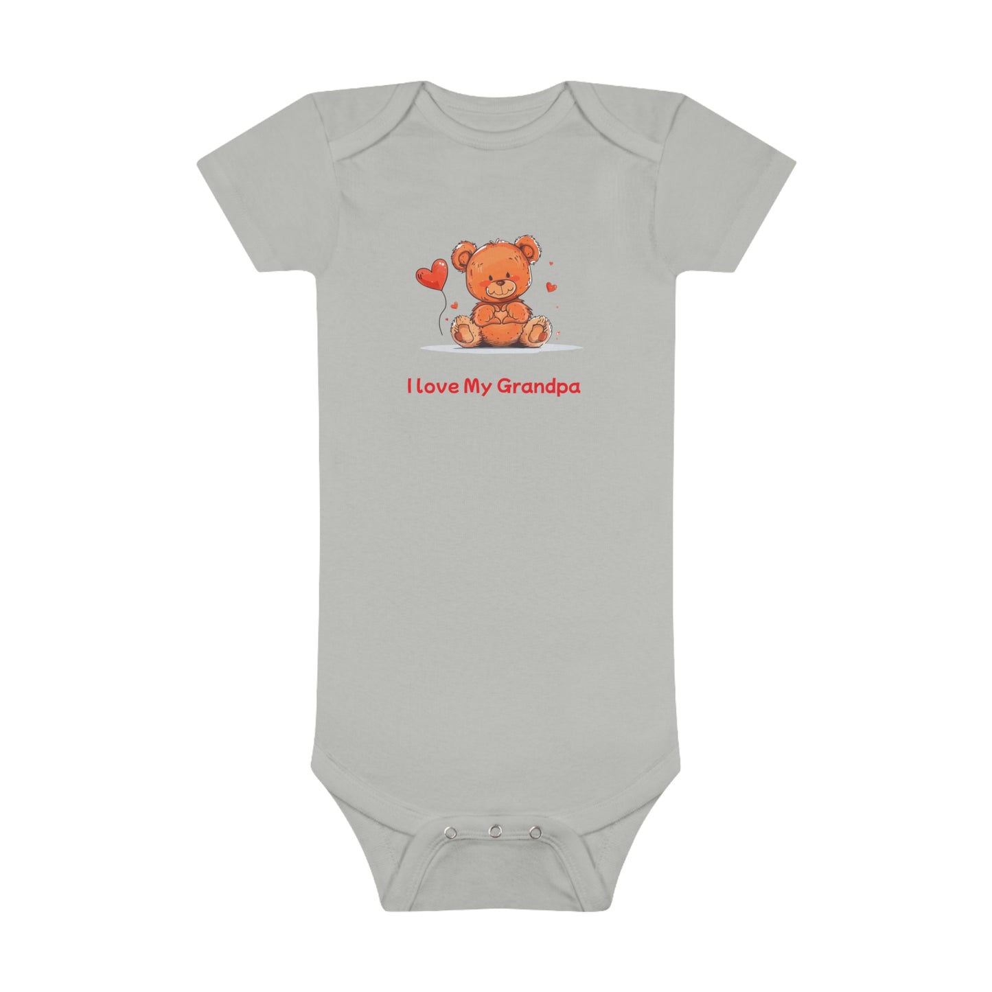 Beary Hand Heart  I LOVE MY GRANDPA Baby Onesie