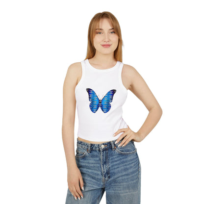 Designer Blue Butterfly Racer Tank