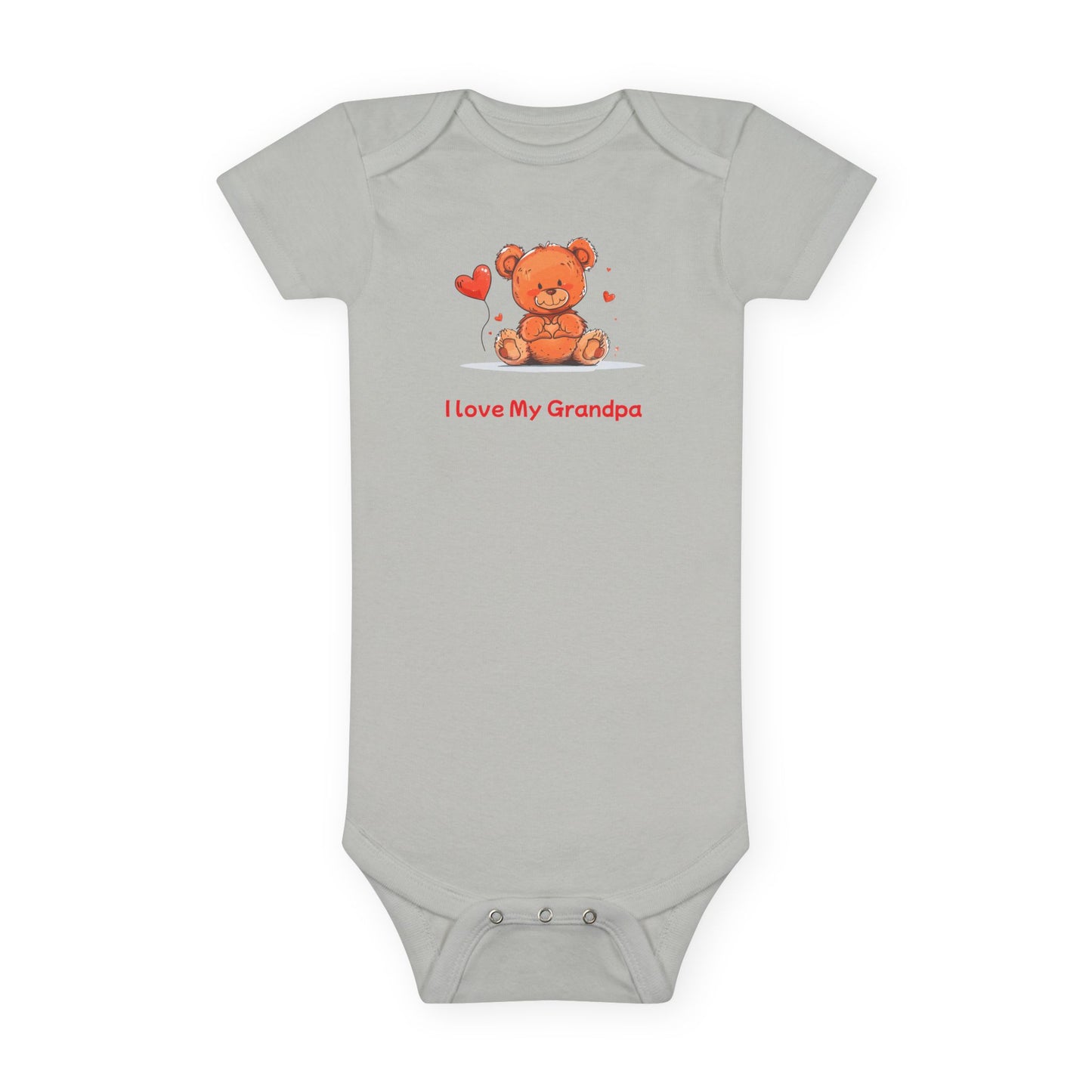 Beary Hand Heart  I LOVE MY GRANDPA Baby Onesie