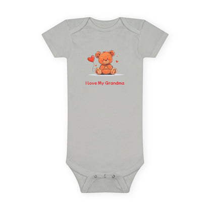 Beary Hand Heart I LOVE MY GRANDMA Baby Onesie