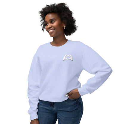 White Hand Heart Unisex Crewneck Sweatshirt