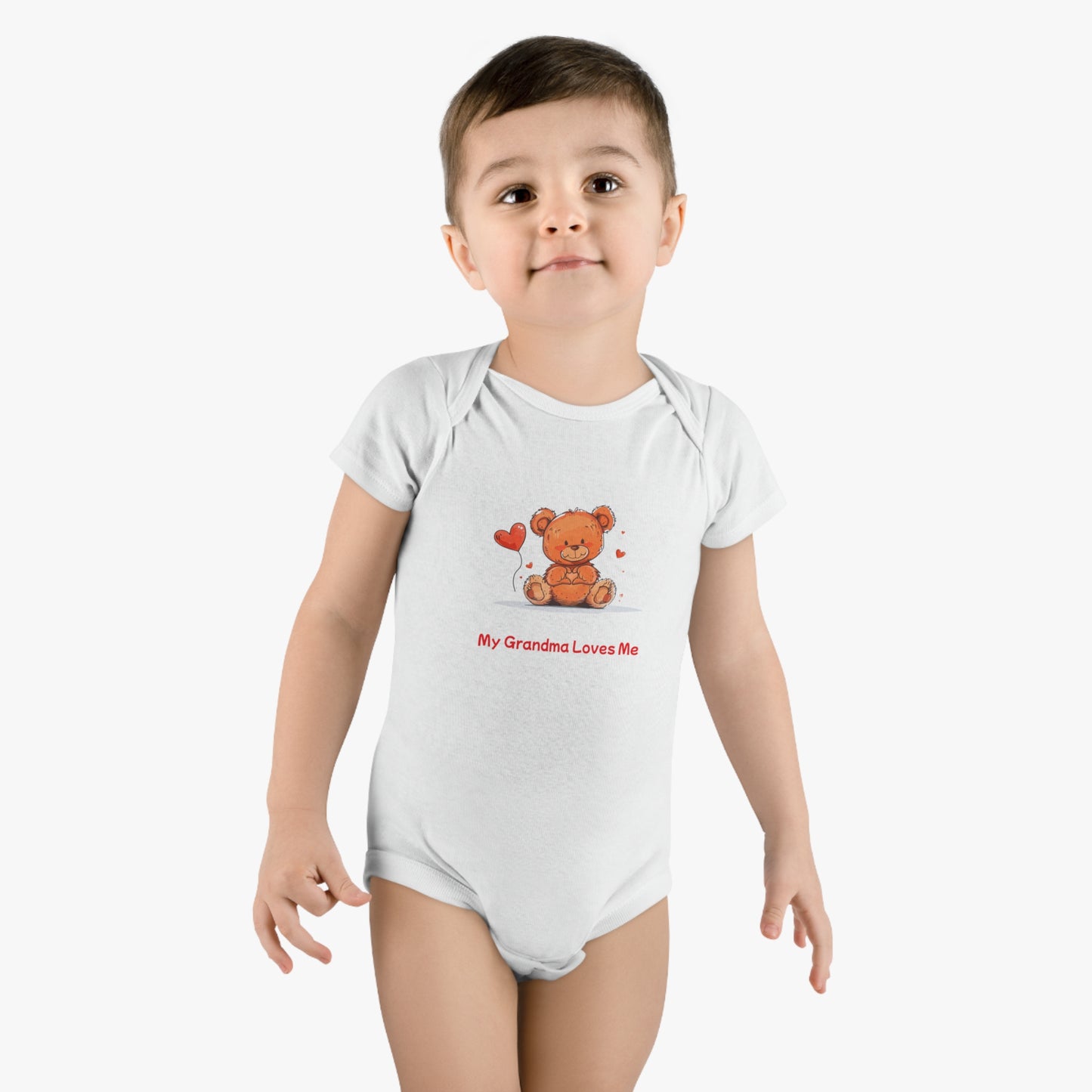 Beary Hand Heart MY GRANDMA LOVES ME Baby Onesie