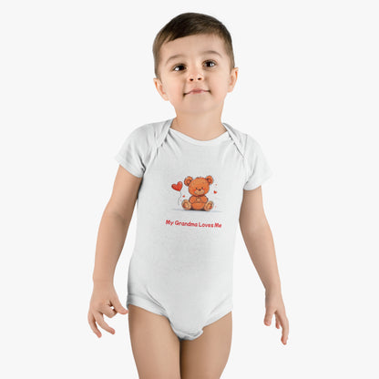 Beary Hand Heart MY GRANDMA LOVES ME Baby Onesie