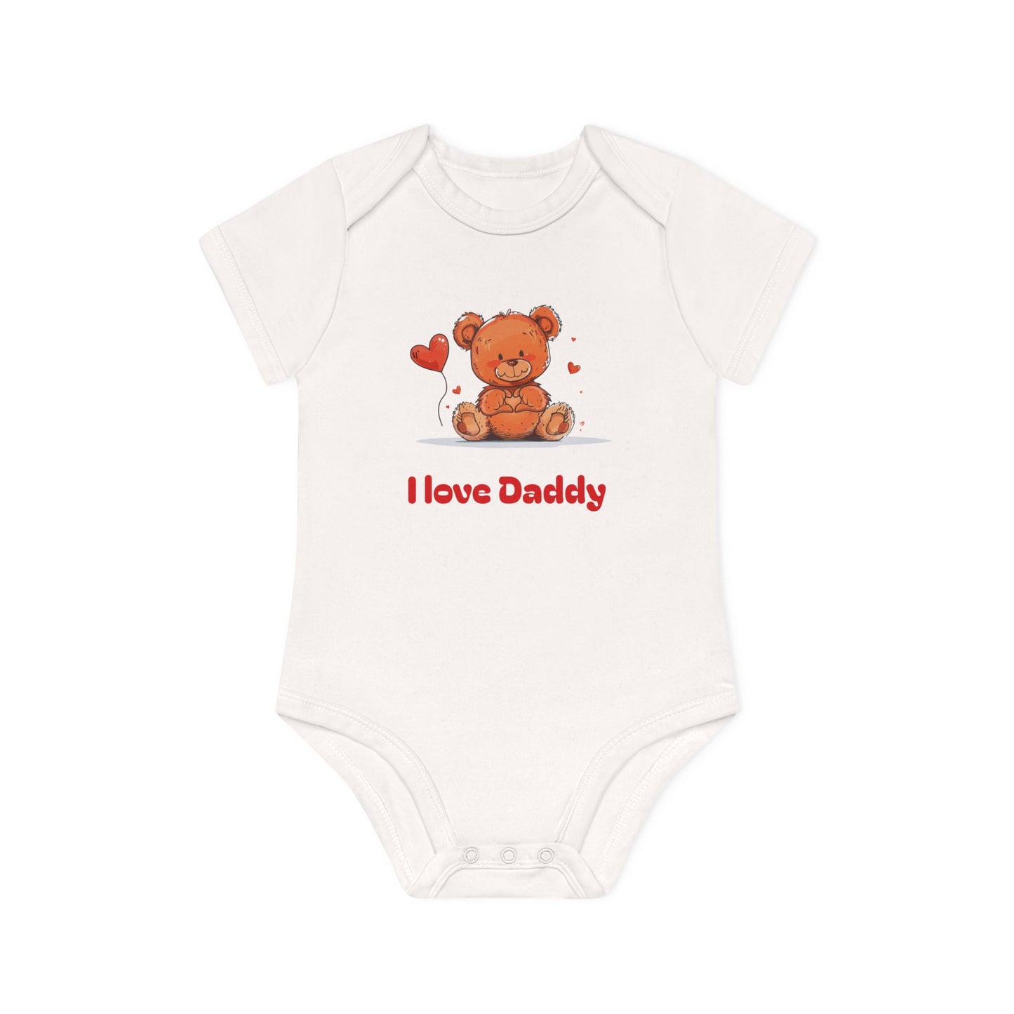 Beary Hand Heart I LOVE DADDY Baby Organic Onesie