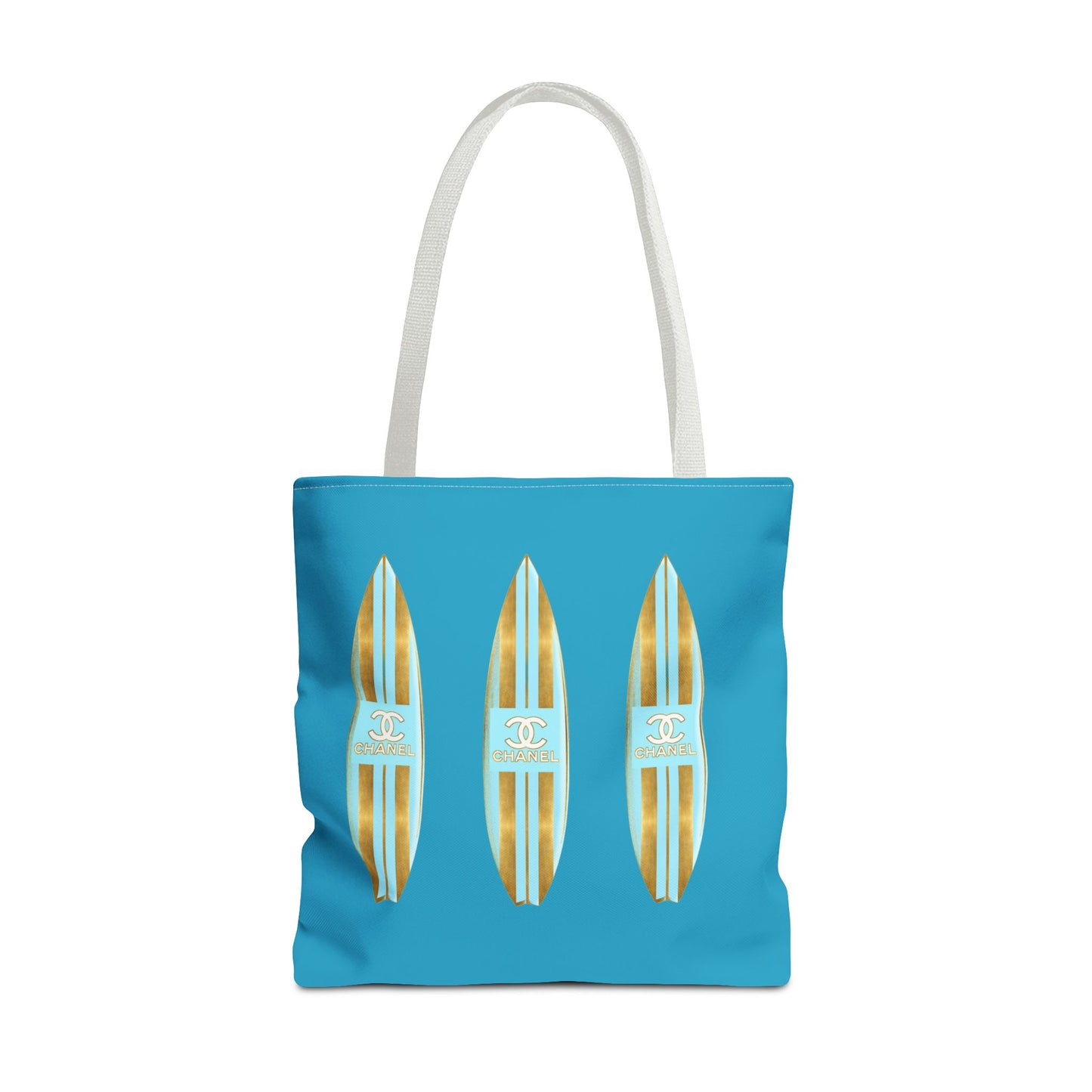 Designer Blue and Gold Surf Board Tote Bag