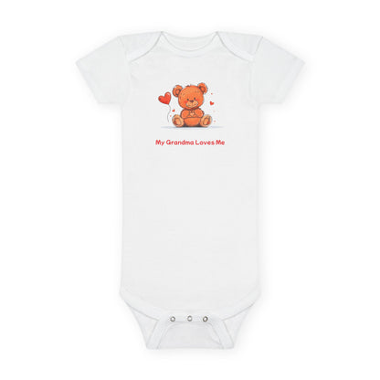 Beary Hand Heart MY GRANDMA LOVES ME Baby Onesie