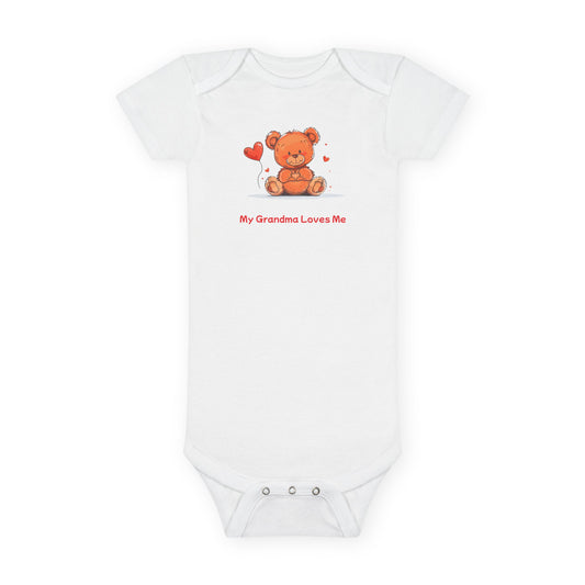 Beary Hand Heart MY GRANDMA LOVES ME Baby Onesie