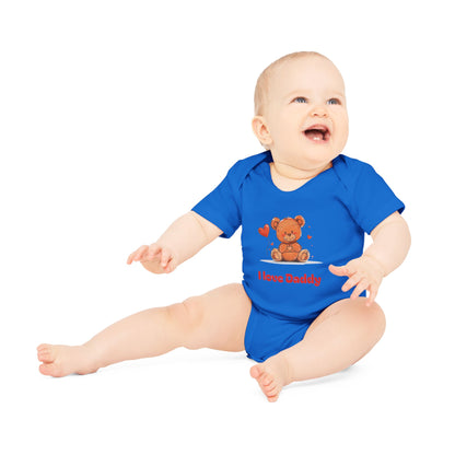 Beary Hand Heart I LOVE DADDY Baby Organic Onesie