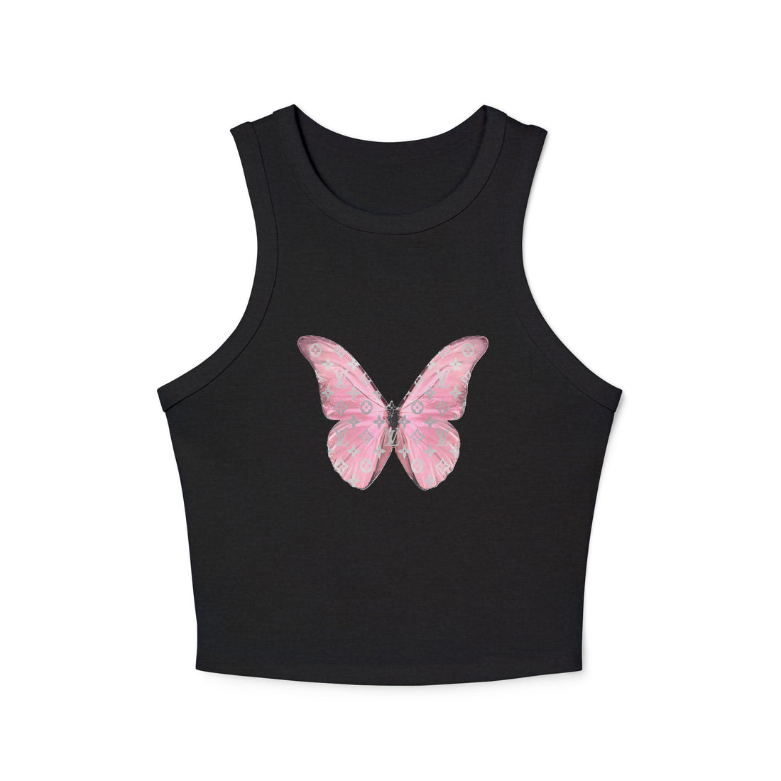 Designer Pink Butterfly II Racer Tank