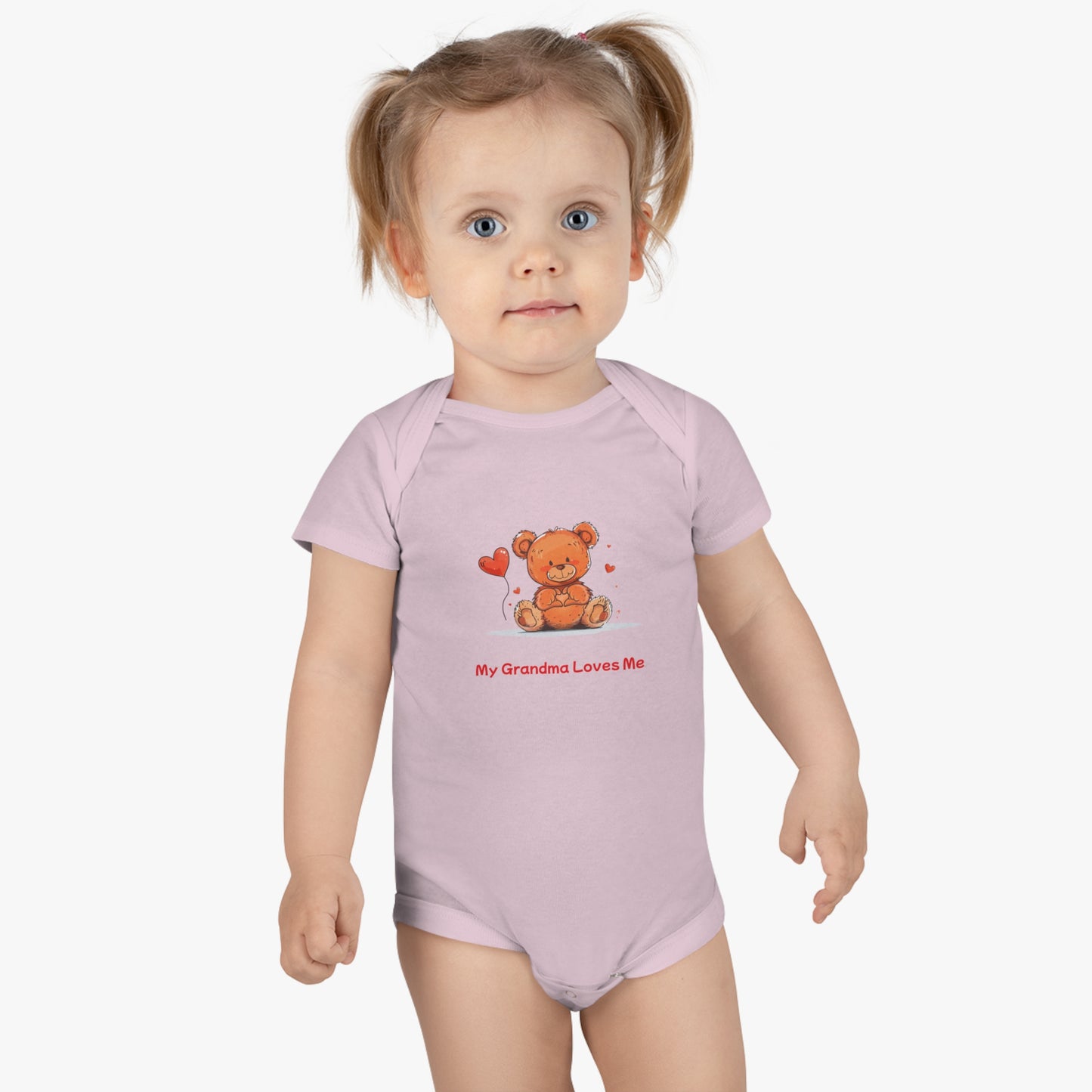 Beary Hand Heart MY GRANDMA LOVES ME Baby Onesie