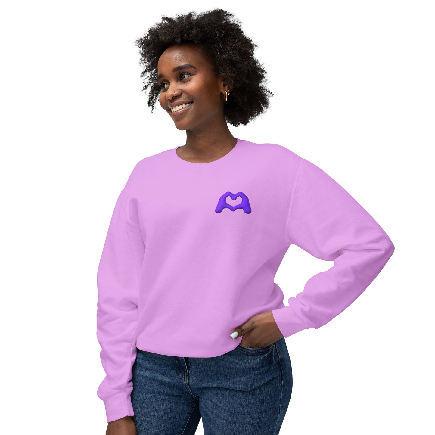 Purple Hand Heart Unisex Crewneck Sweatshirt