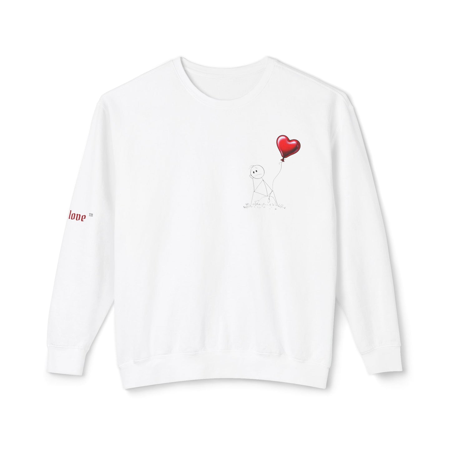 Guy the Stickman on a Rock with Red Balloon Crewneck Sweatshirt