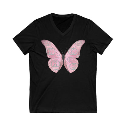 Designer Pink Butterfly I V-Neck Tee