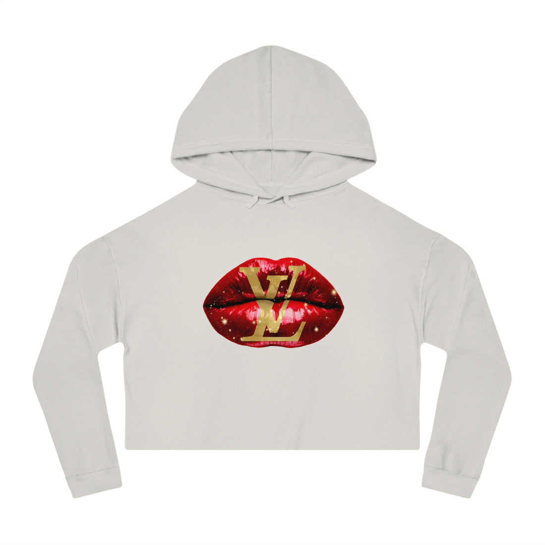 Designer Glam Sexy Red Lips II Cropped Hoodie